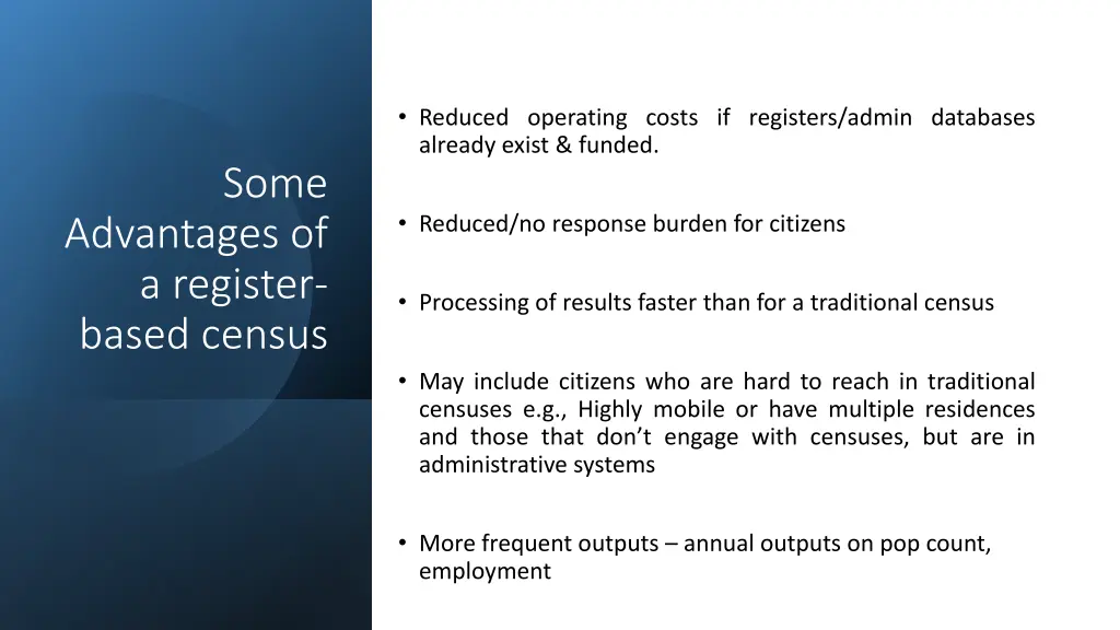 reduced operating costs if registers admin