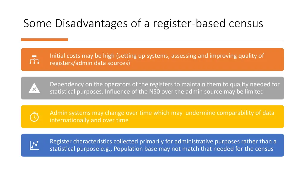 some disadvantages of a register based census