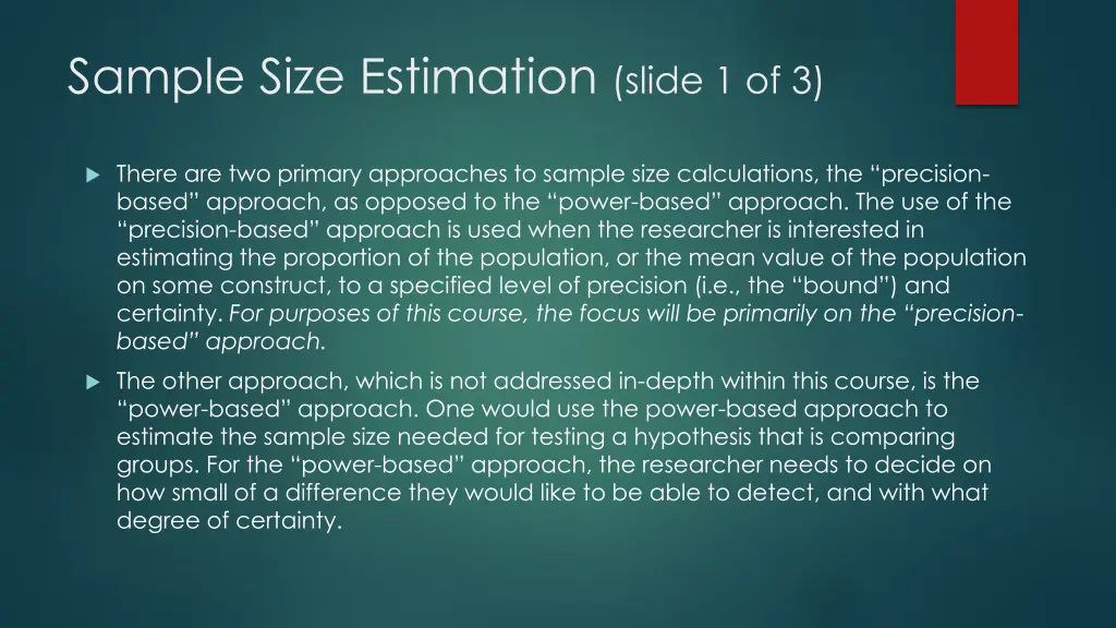 sample size estimation slide 1 of 3