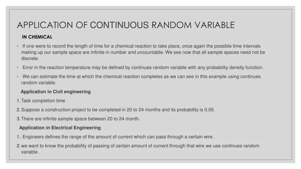 application of continuous random variable