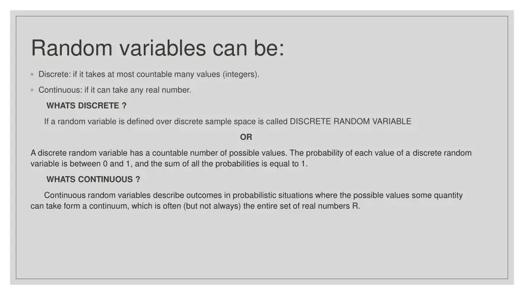 random variables can be