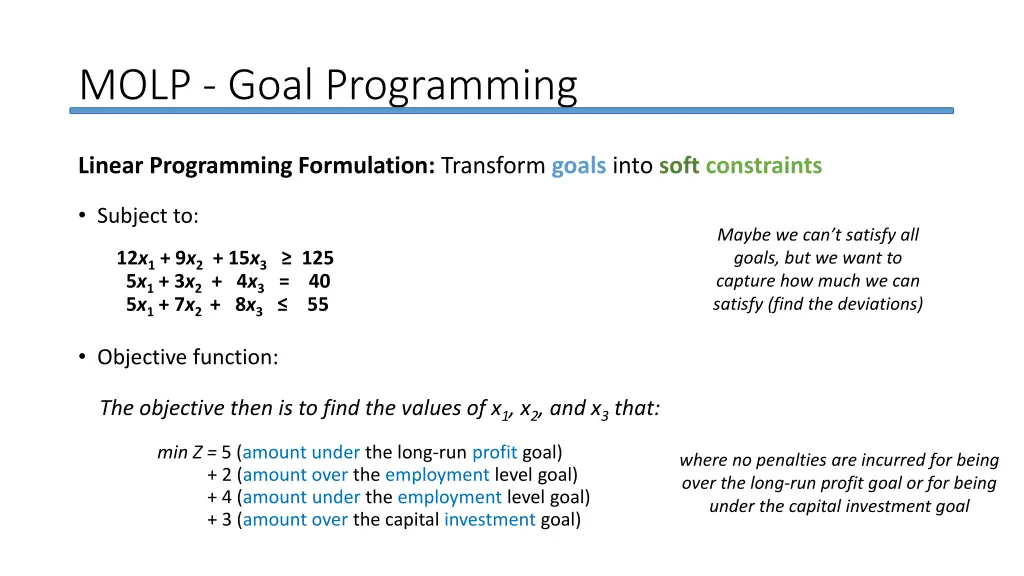 molp goal programming 10