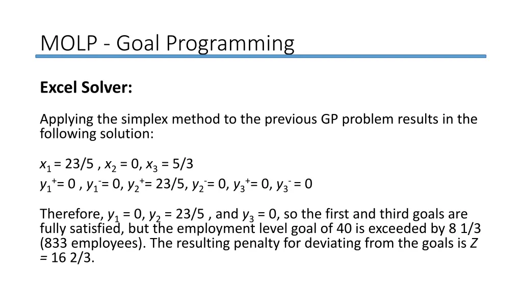 molp goal programming 19