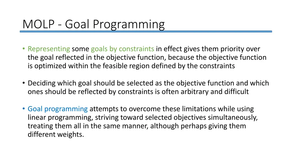 molp goal programming