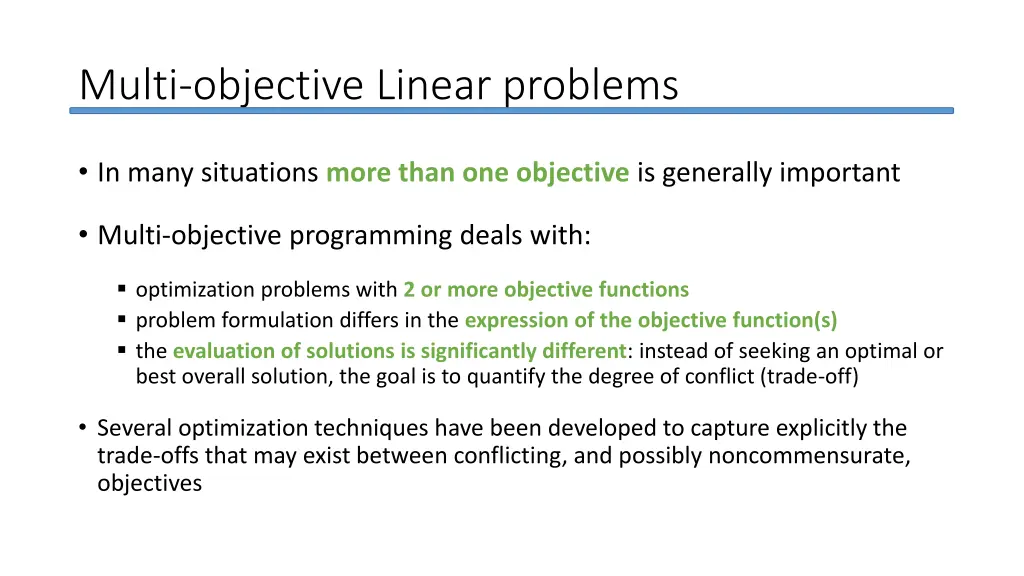 multi objective linear problems 1