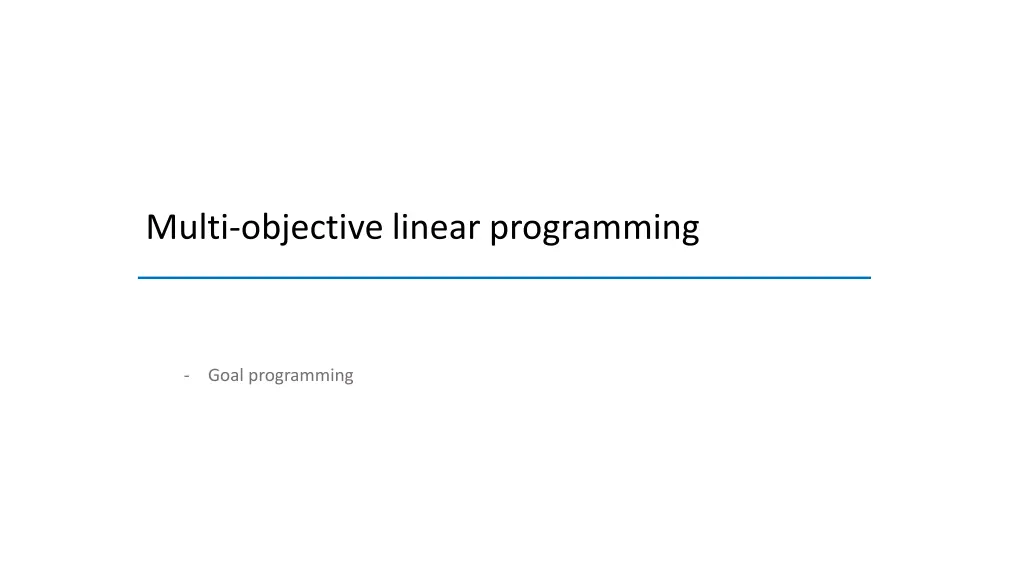 multi objective linear programming 1