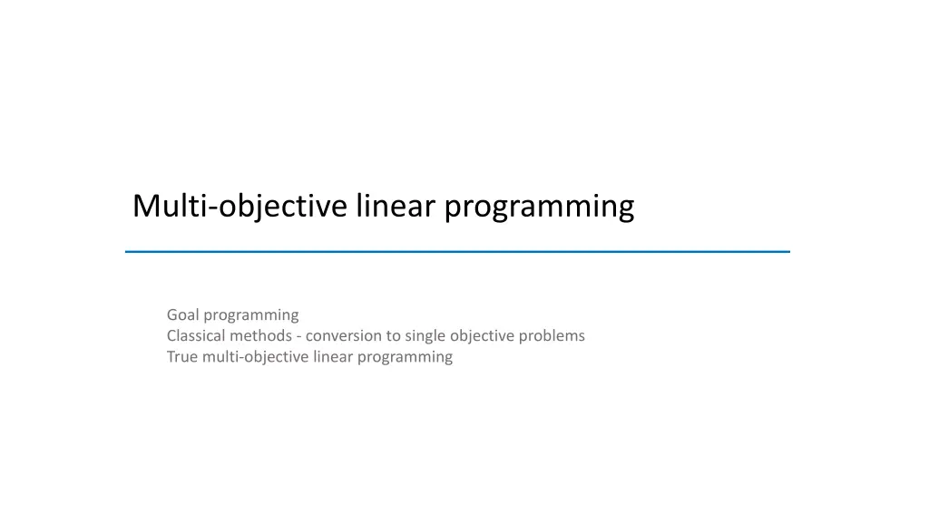 multi objective linear programming