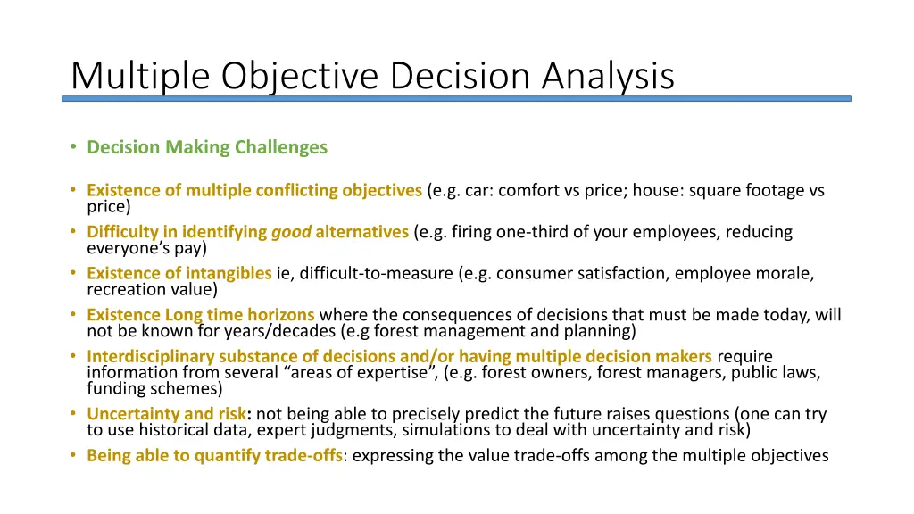 multiple objective decision analysis 4