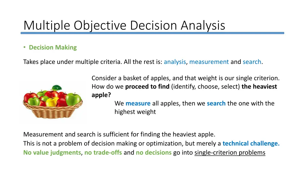 multiple objective decision analysis