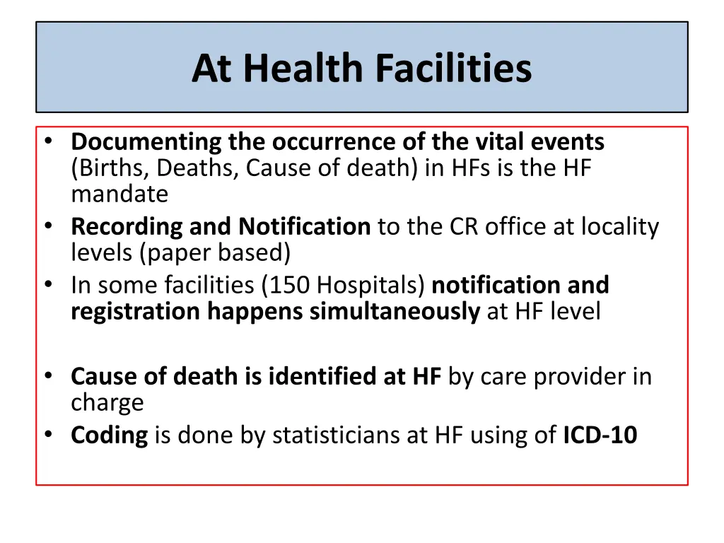 at health facilities