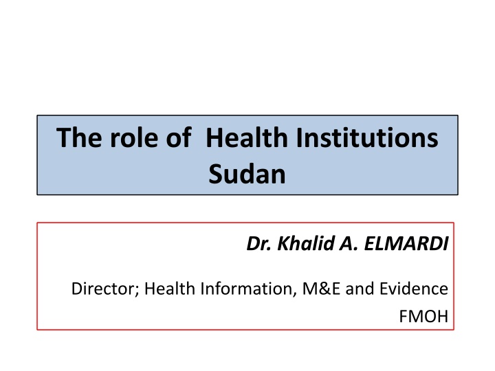 the role of health institutions sudan