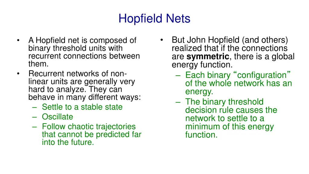 hopfield nets