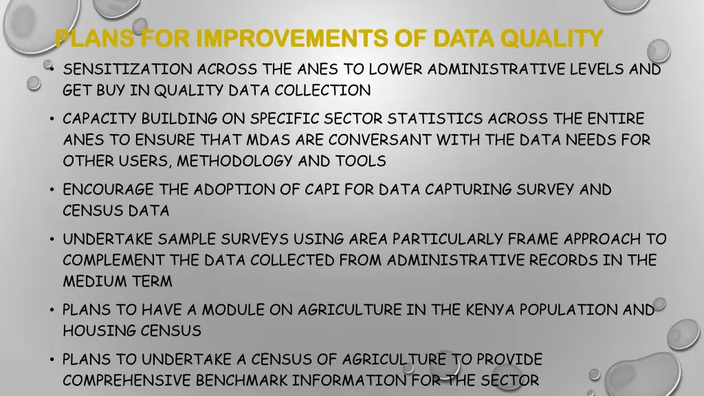 plans for improvements of data quality plans