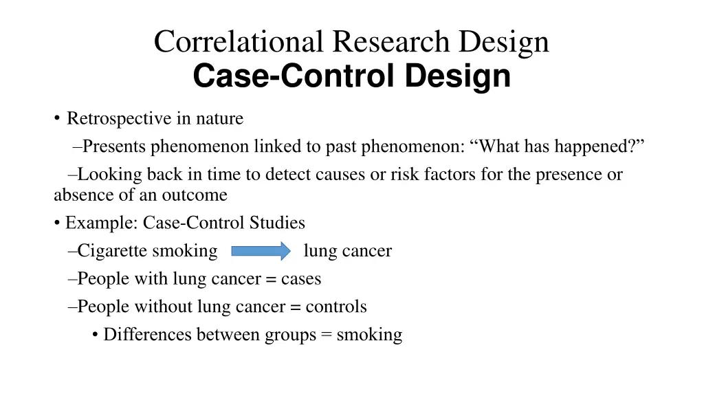 correlational research design case control design