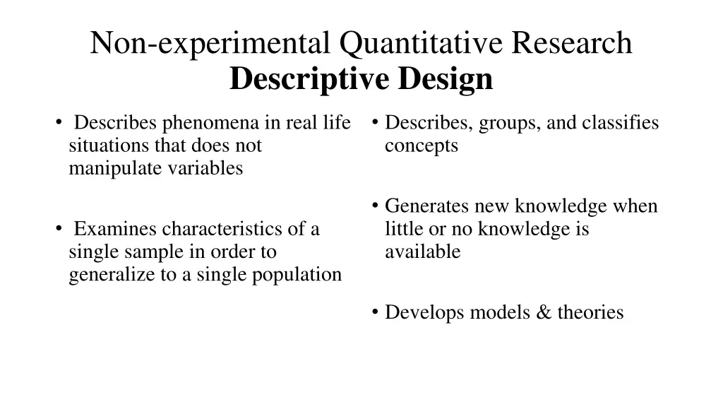 non experimental quantitative research