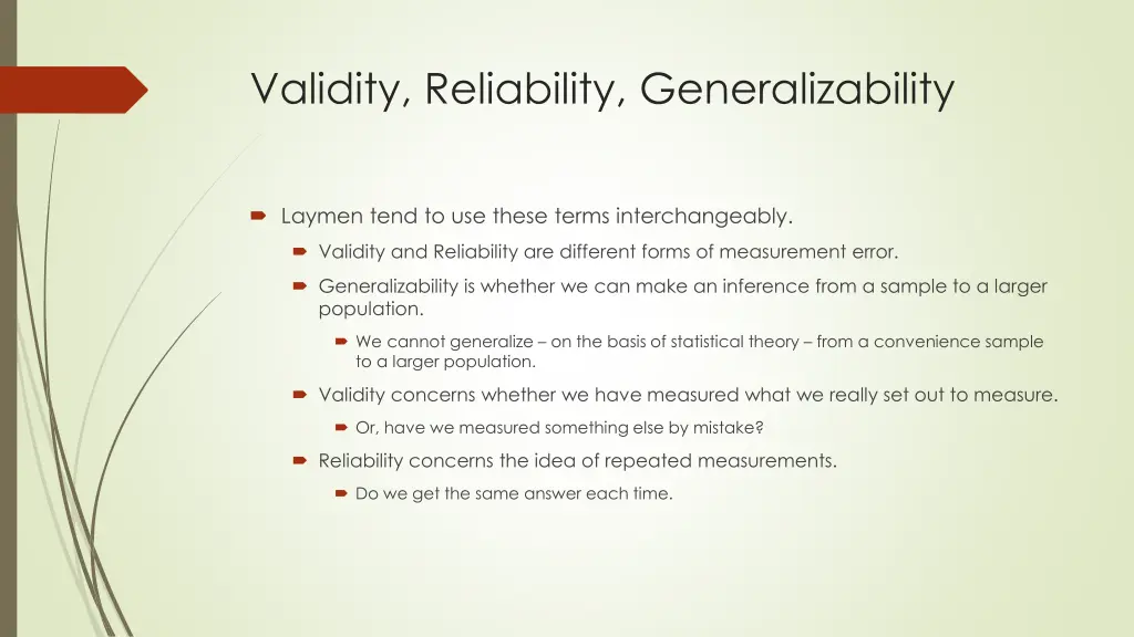 validity reliability generalizability