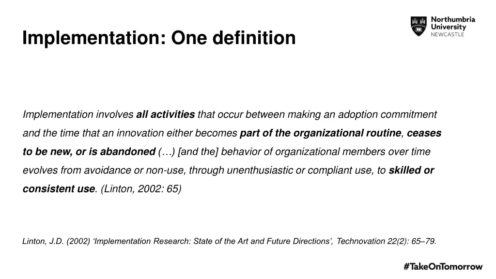 implementation one definition