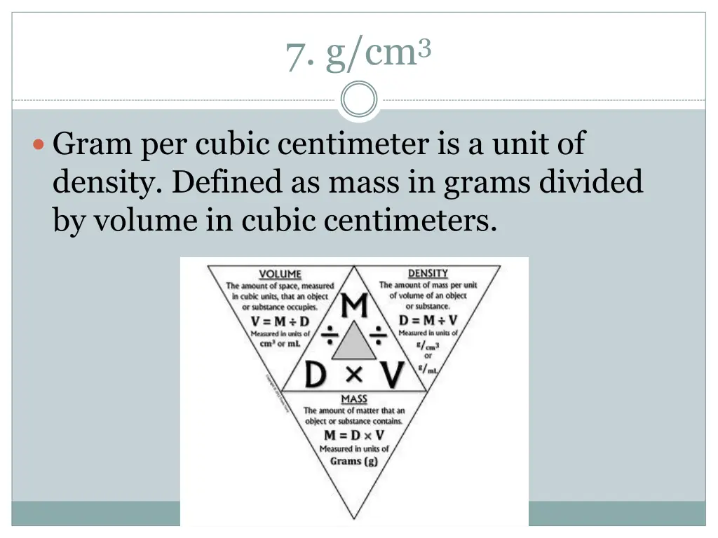 7 g cm 3