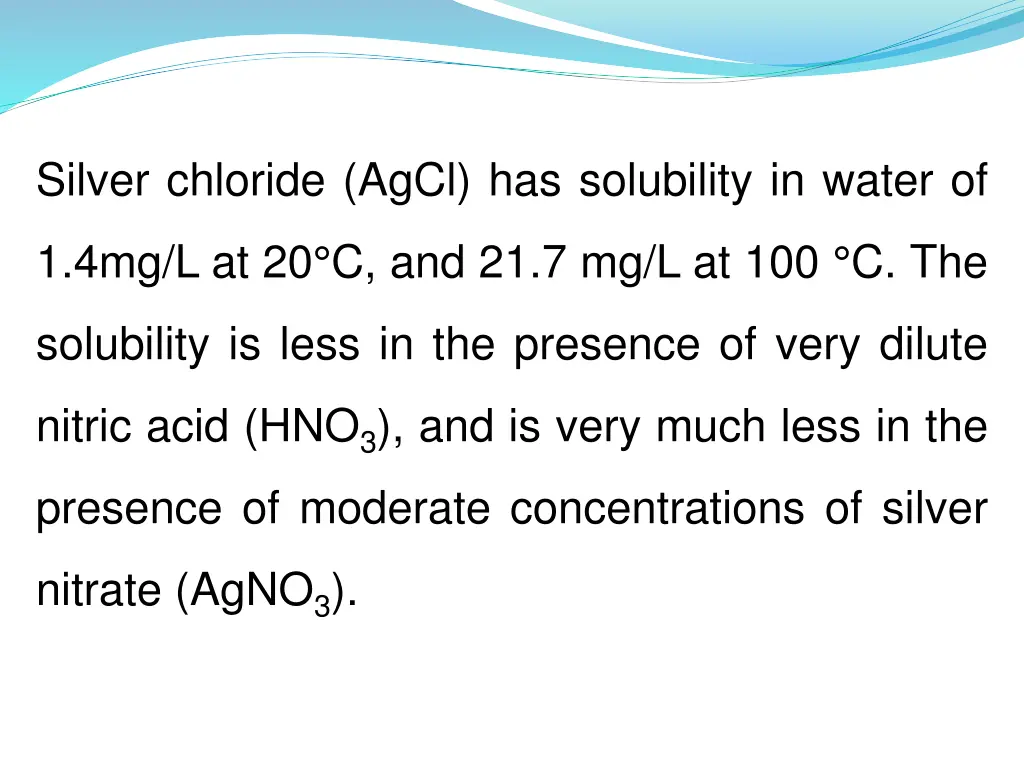 silver chloride agcl has solubility in water of