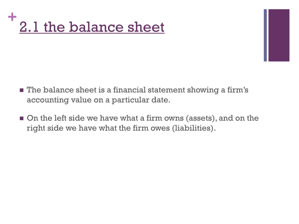 2 1 the balance sheet