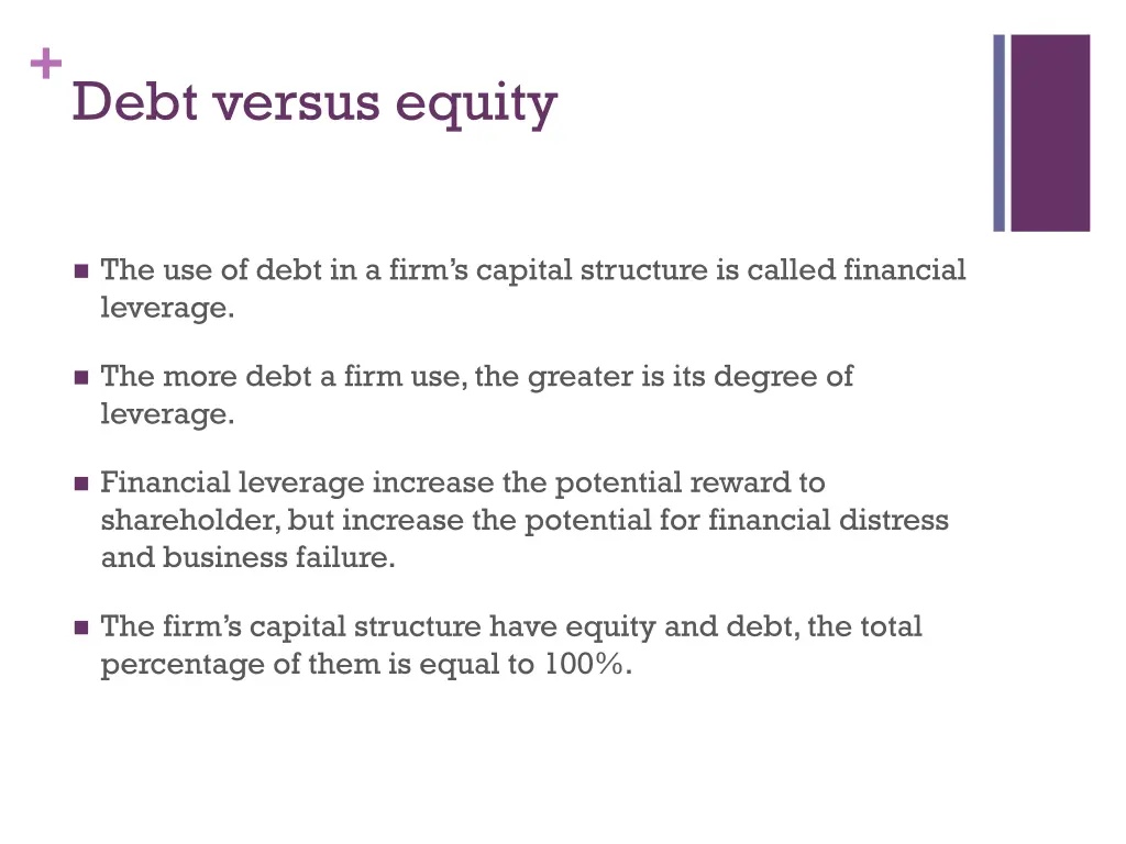 debt versus equity