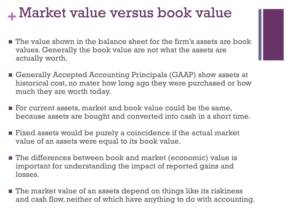 market value versus book value