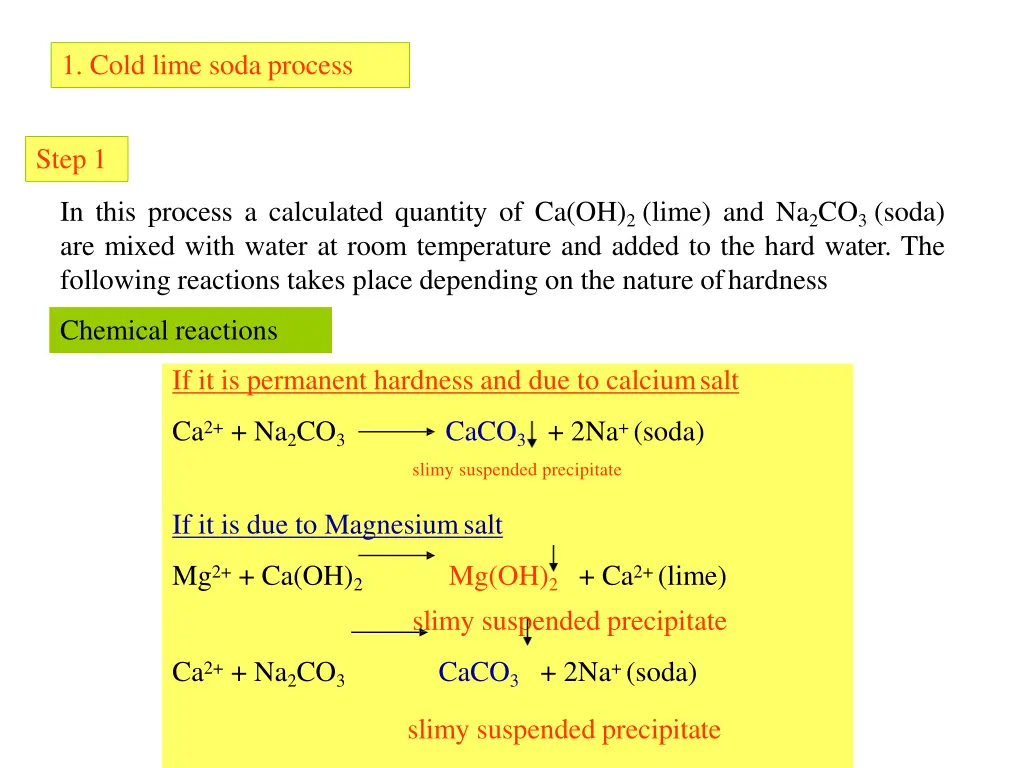 1 cold lime soda process