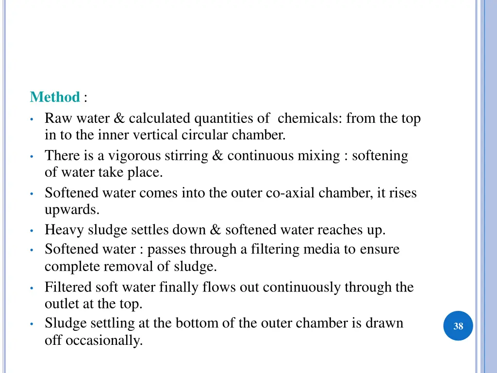 method raw water calculated quantities