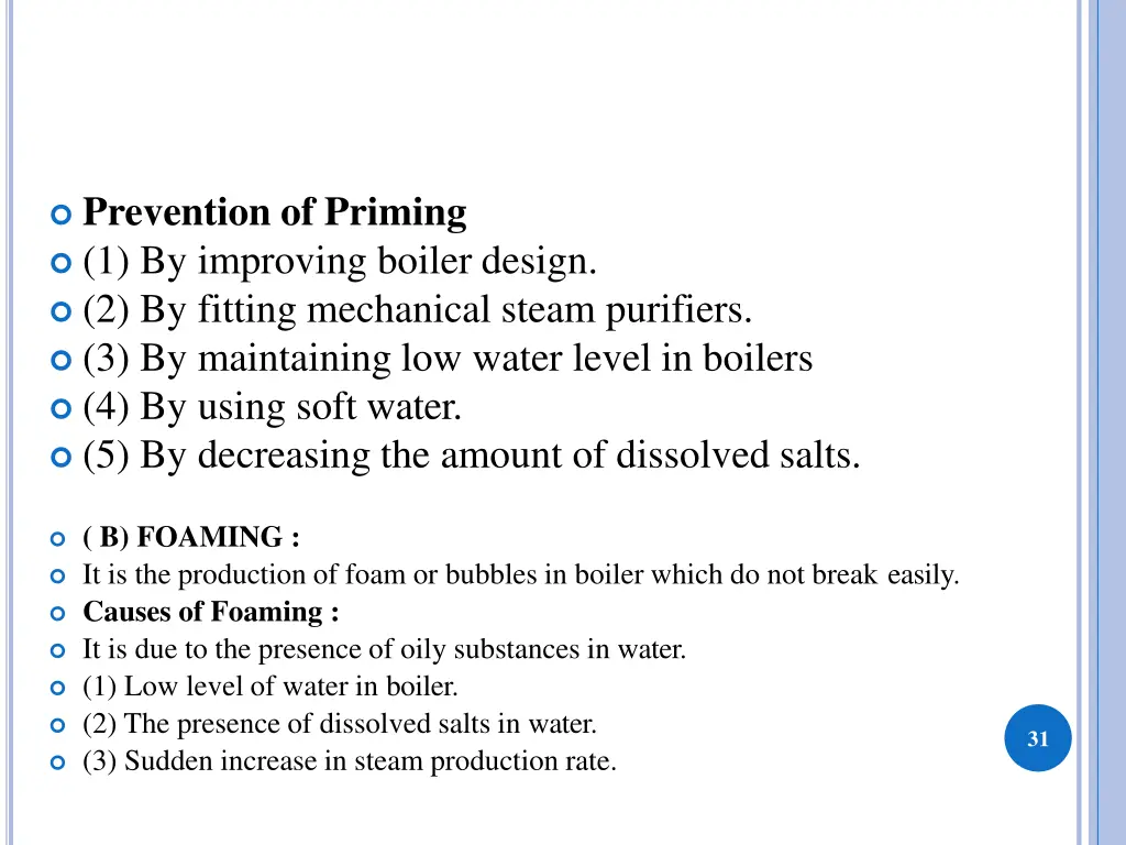 prevention of priming 1 by improving boiler