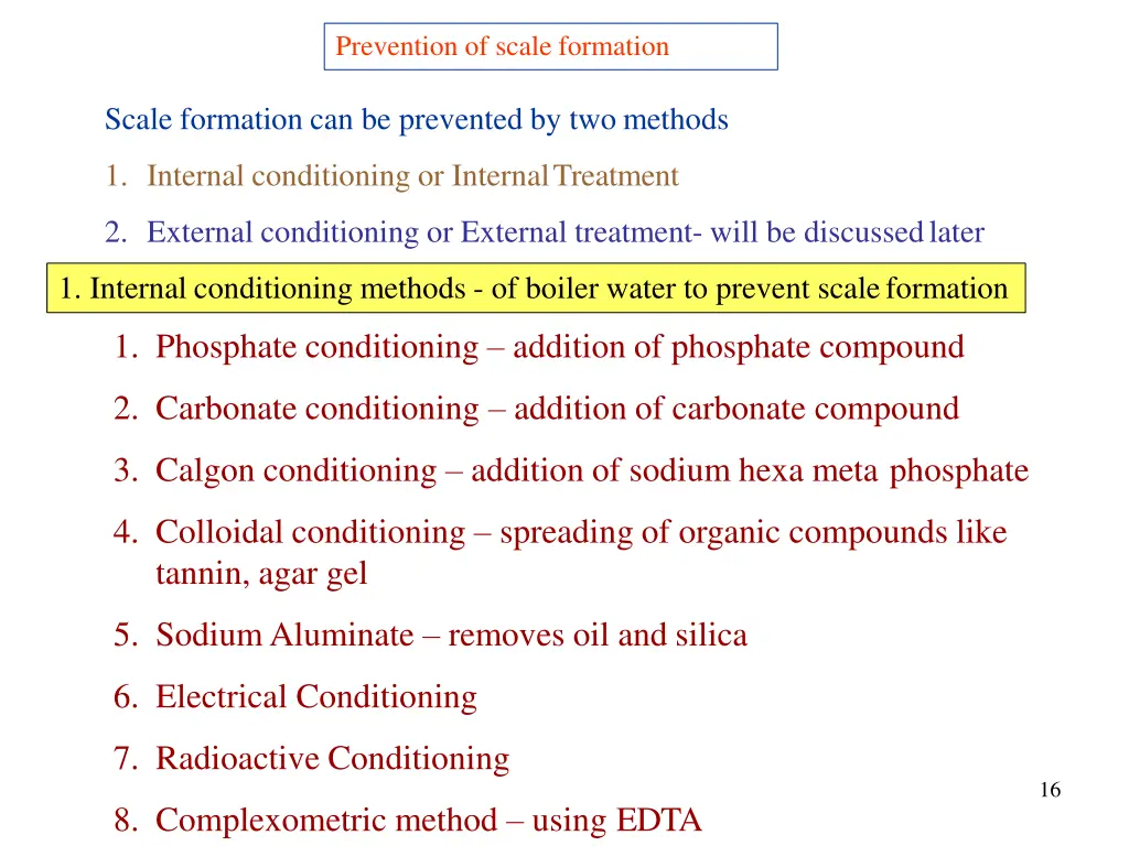 prevention of scale formation