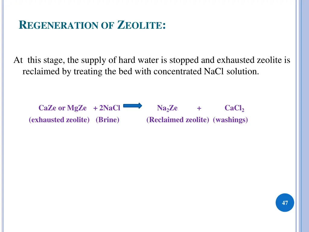 r egeneration of z eolite