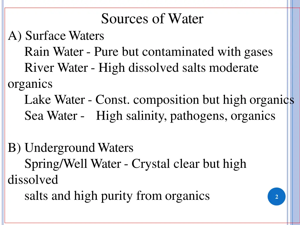 sources of water