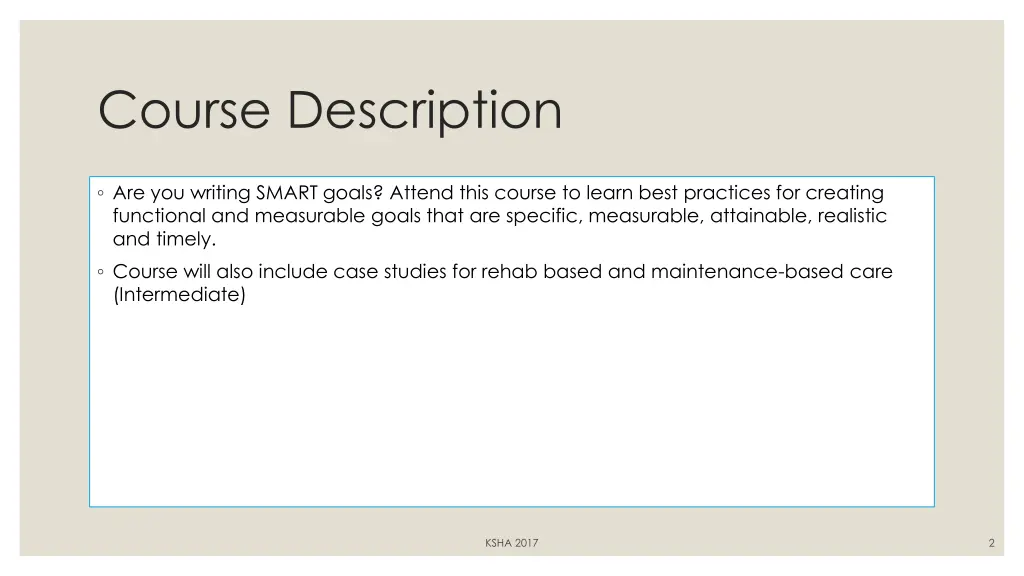 course description