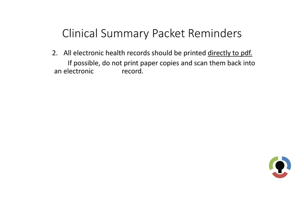 clinical summary packet reminders 1