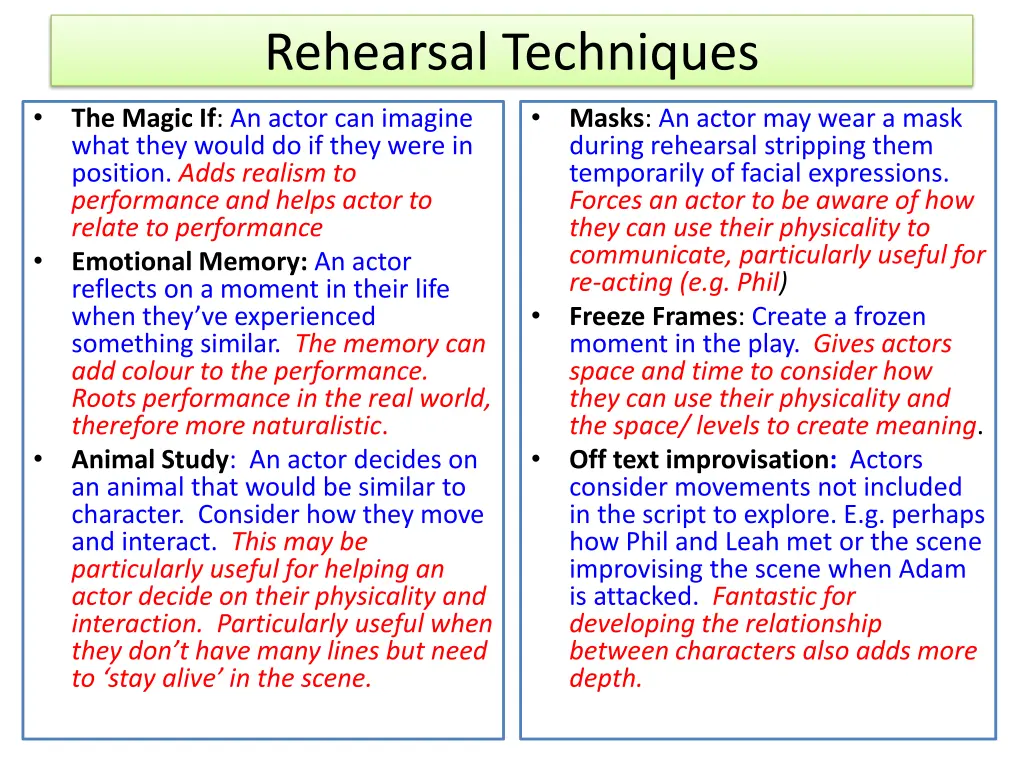 rehearsal techniques