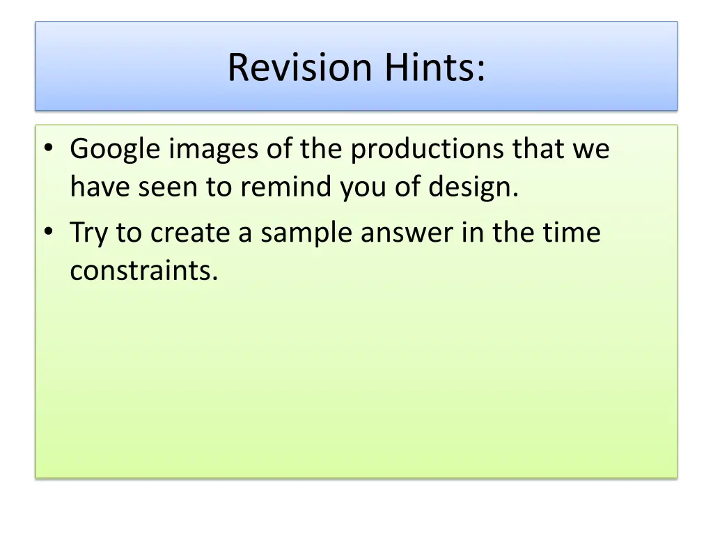 revision hints