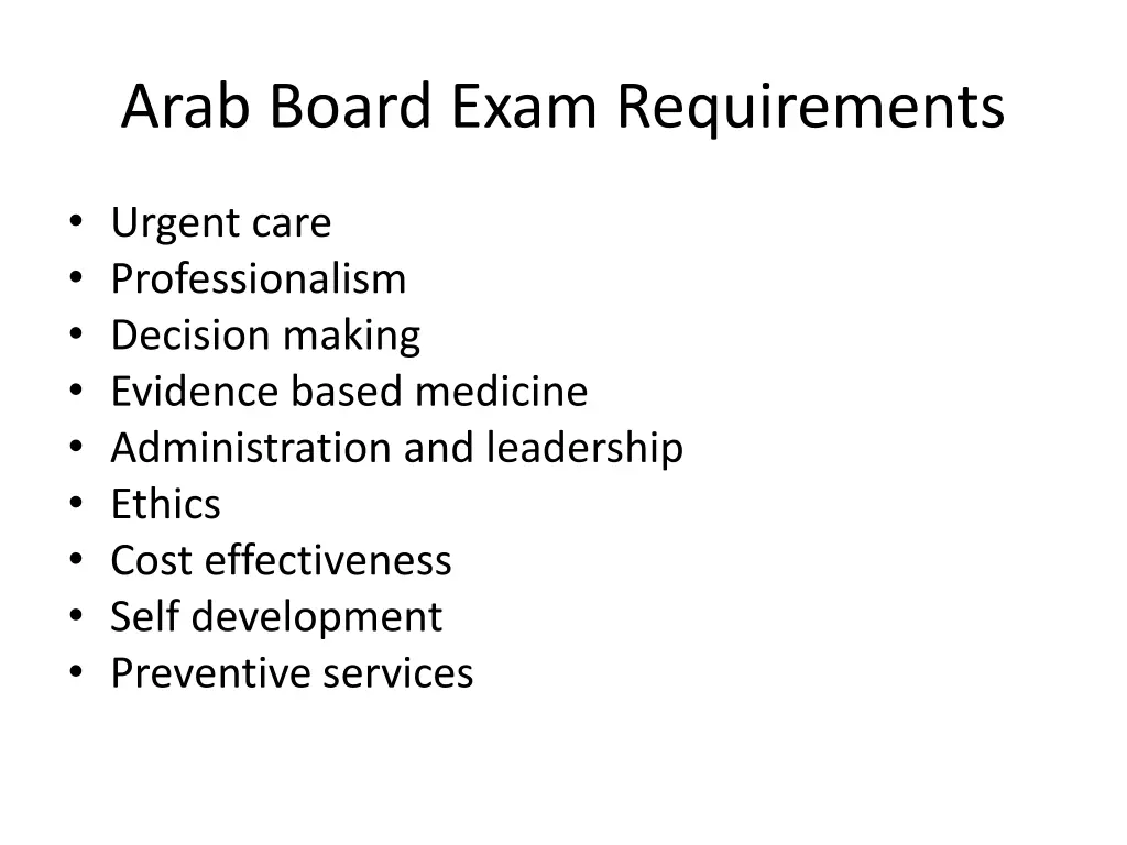 arab board exam requirements