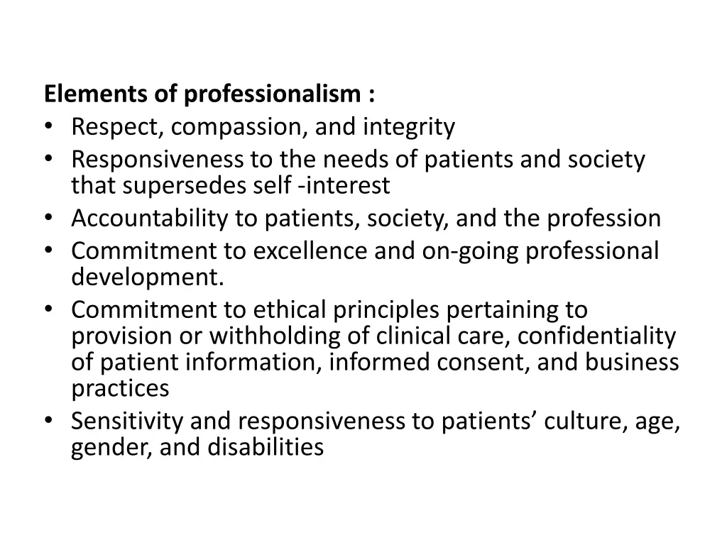 elements of professionalism respect compassion