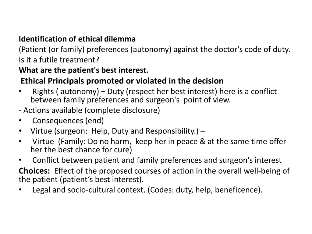 identification of ethical dilemma patient