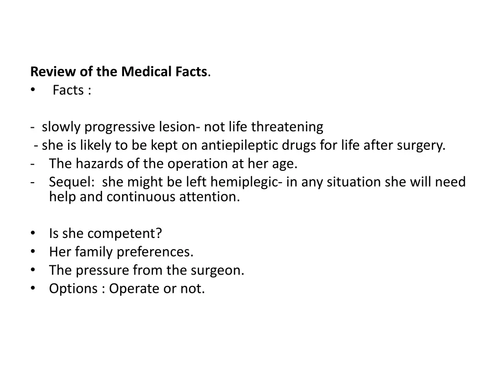 review of the medical facts facts