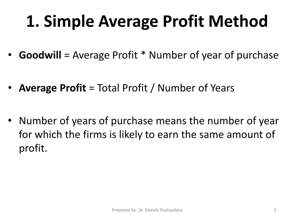 1 simple average profit method