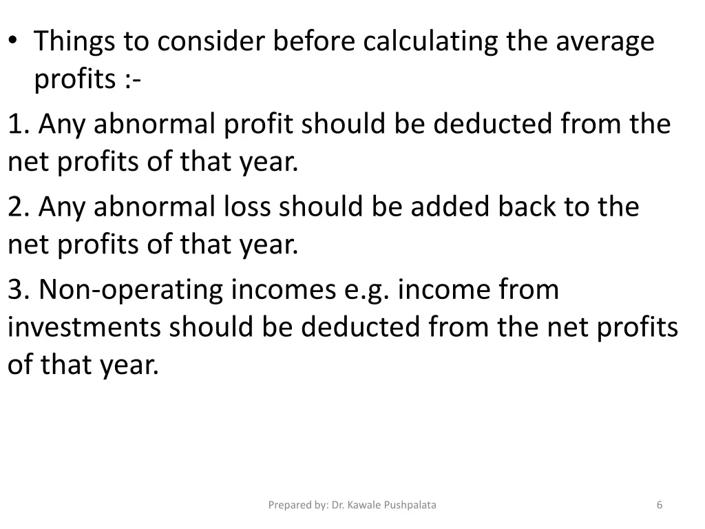 things to consider before calculating the average