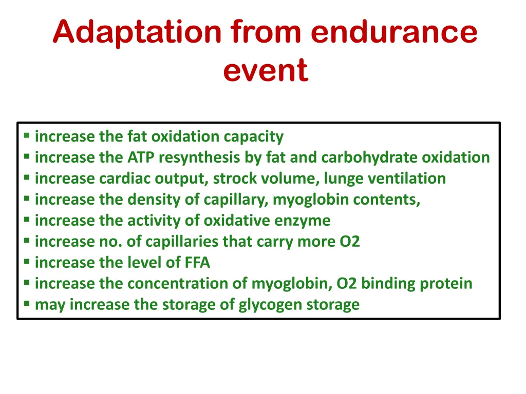 adaptation from endurance event