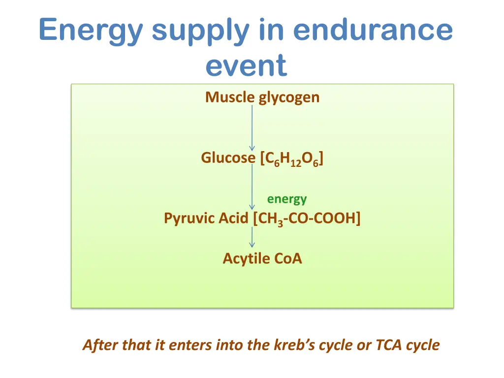 energy supply in endurance event muscle glycogen