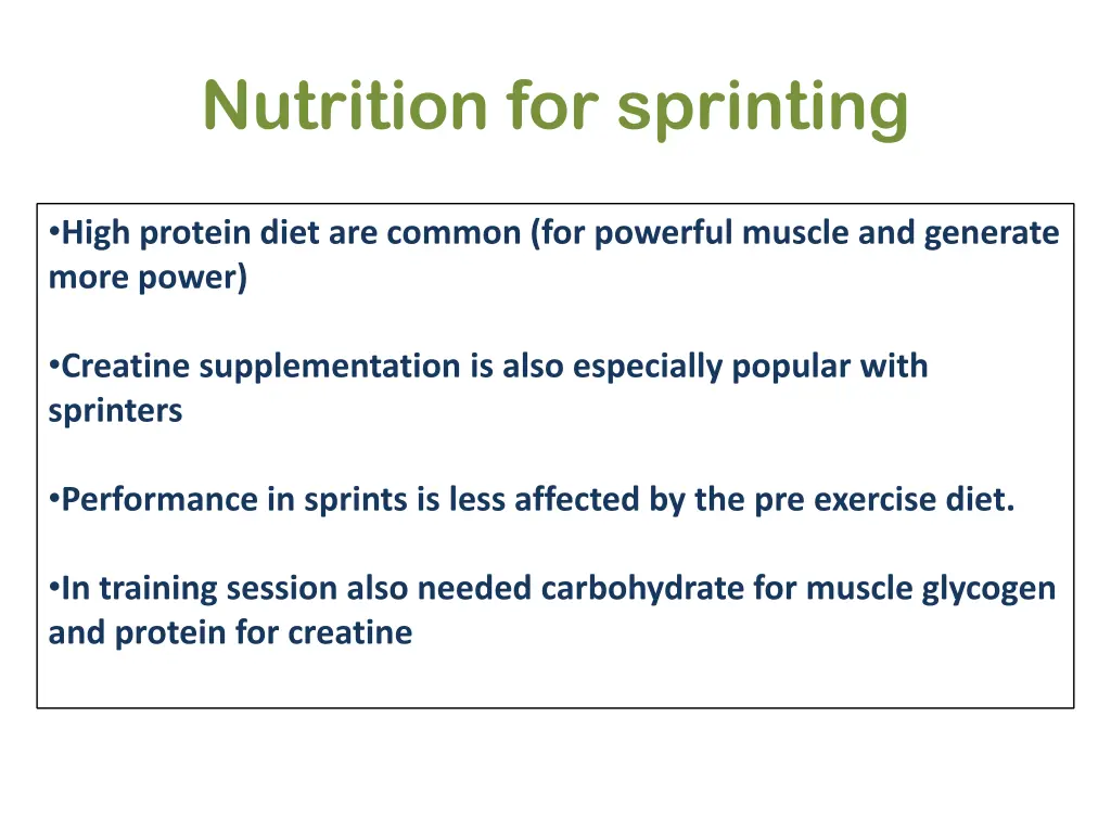 nutrition for sprinting