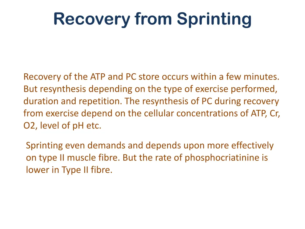 recovery from sprinting