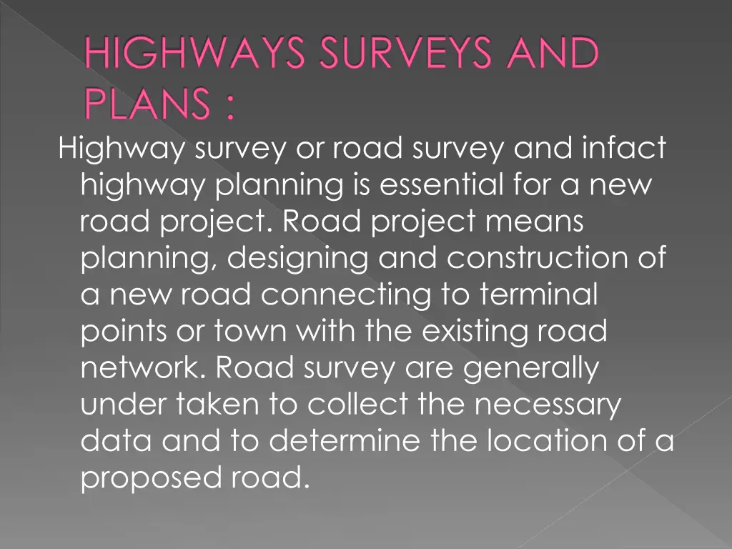 highways surveys and plans highway survey or road