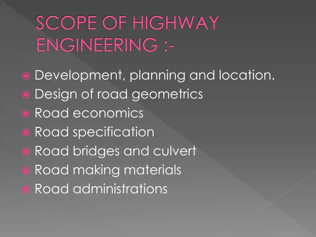 scope of highway engineering