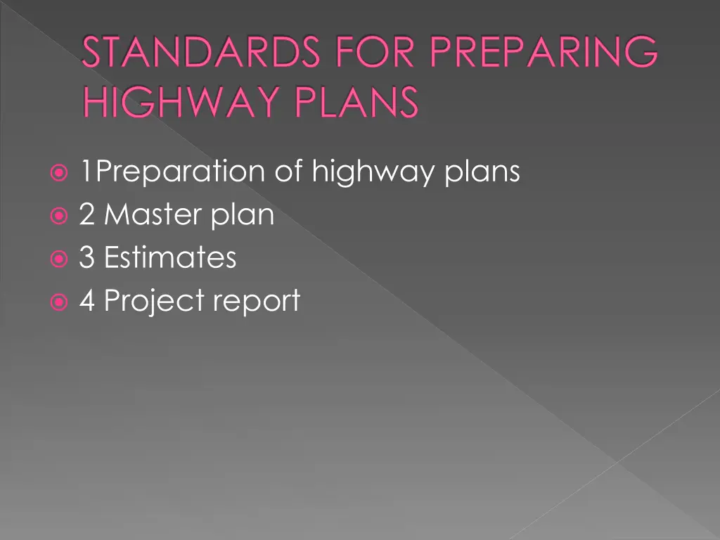 standards for preparing highway plans