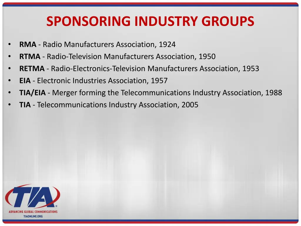 sponsoring industry groups